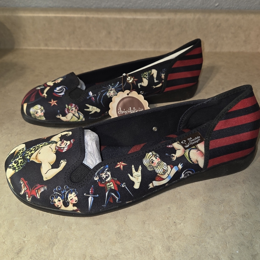 Hot Chocolate Chocolaticas "Freak Show" Women's Flats Sz 11 NIB Alt Tattoo - Picture 3 of 10